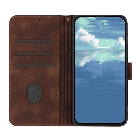 For Honor 70 Line Pattern Skin Feel Leather Phone Case(Coffee)