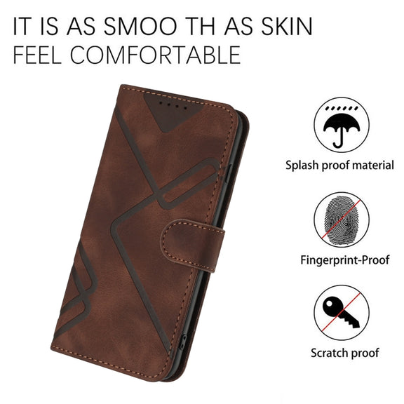 For Honor 70 Line Pattern Skin Feel Leather Phone Case(Coffee)