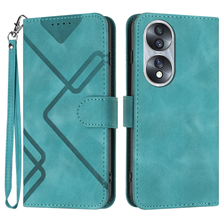 For Honor 70 Line Pattern Skin Feel Leather Phone Case(Light Blue) - free shipping - PMC TechLife - Order now!