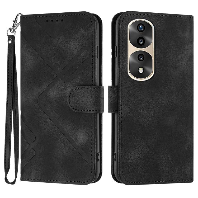 For Honor 70 Pro / 70 Pro+ Line Pattern Skin Feel Leather Phone Case(Black) - free shipping - PMC TechLife - Order now!