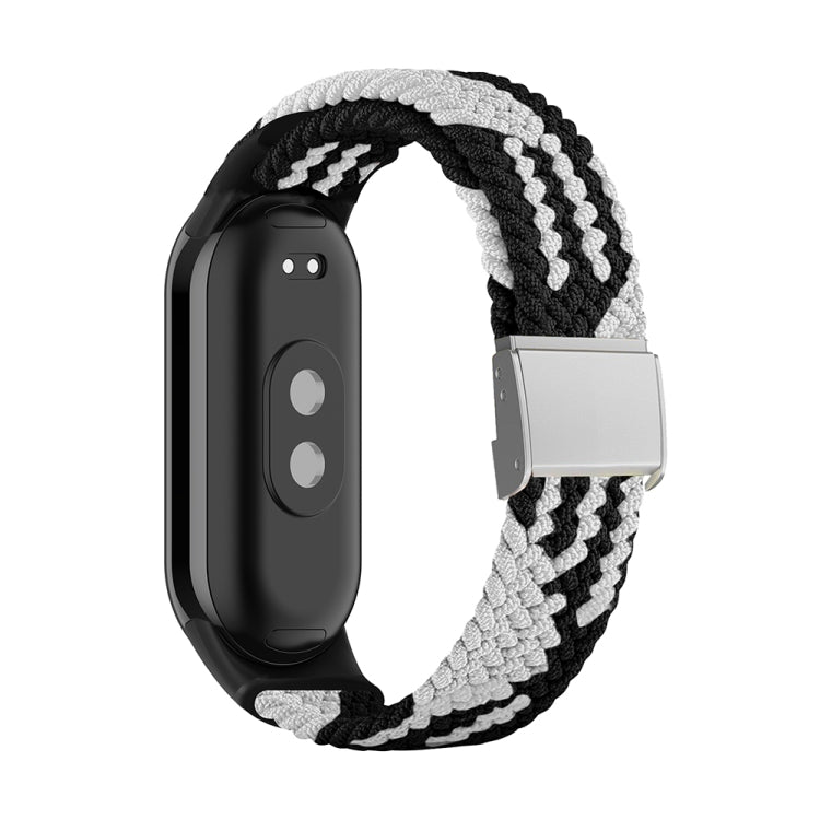 For Xiaomi Mi Band 8 Adjustable Nylon Braided Steel Buckle Watch Band(Black White) -  by PMC TechLife | Online Shopping South Africa | PMC TechLife