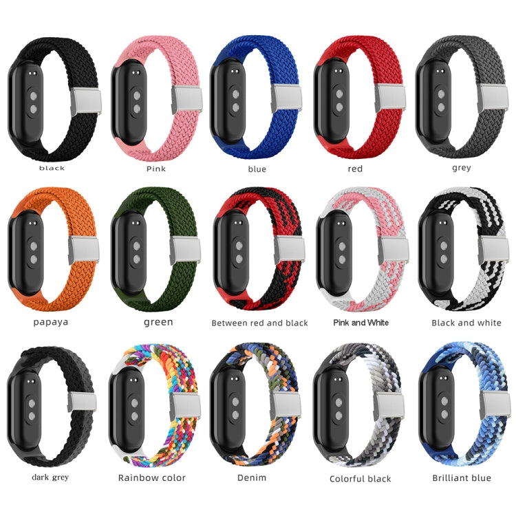 For Xiaomi Mi Band 8 Adjustable Nylon Braided Steel Buckle Watch Band(Blue)