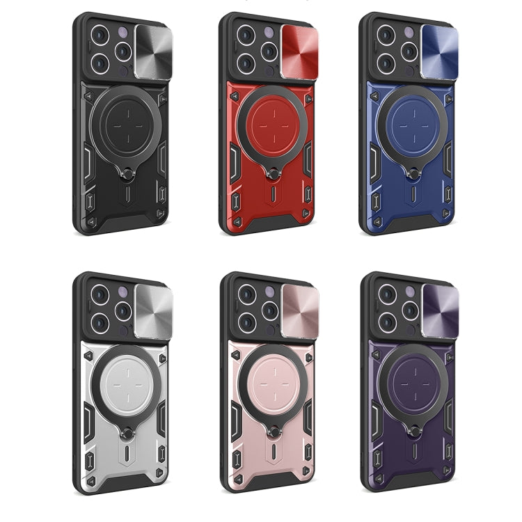 For iPhone 14 Pro CD Texture Sliding Camshield Magnetic Holder Phone Case(Pink) - free shipping - PMC TechLife - Order now!