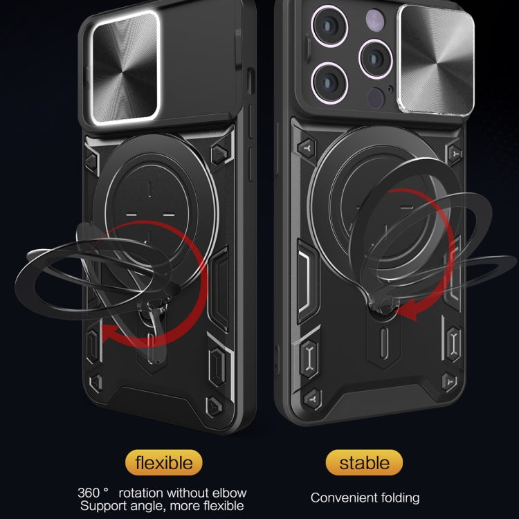 For iPhone 14 Pro CD Texture Sliding Camshield Magnetic Holder Phone Case(Pink) - free shipping - PMC TechLife - Order now!