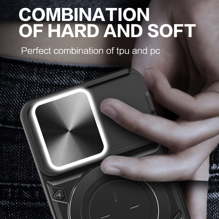 For iPhone 14 Pro CD Texture Sliding Camshield Magnetic Holder Phone Case(Purple) - free shipping - PMC TechLife - Order now!