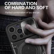 For iPhone 14 Pro Max CD Texture Sliding Camshield Magnetic Holder Phone Case(Purple)