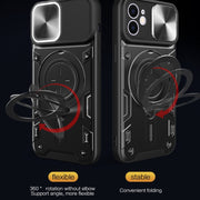 For iPhone 12 CD Texture Sliding Camshield Magnetic Holder Phone Case(Black)
