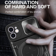 For iPhone 12 CD Texture Sliding Camshield Magnetic Holder Phone Case(Purple)