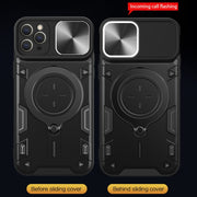 For iPhone 12 Pro CD Texture Sliding Camshield Magnetic Holder Phone Case(Red)