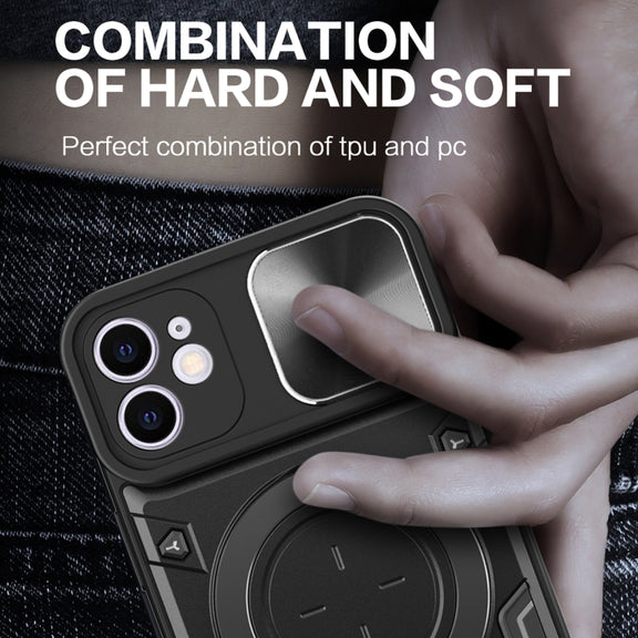 For iPhone 11 CD Texture Sliding Camshield Magnetic Holder Phone Case(Pink)