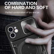 For iPhone 11 CD Texture Sliding Camshield Magnetic Holder Phone Case(Blue)