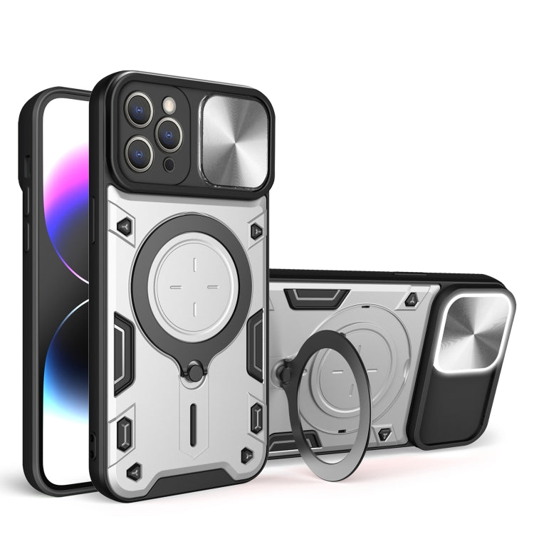 For iPhone 11 Pro CD Texture Sliding Camshield Magnetic Holder Phone Case(Silver) - free shipping - PMC TechLife - Order now!