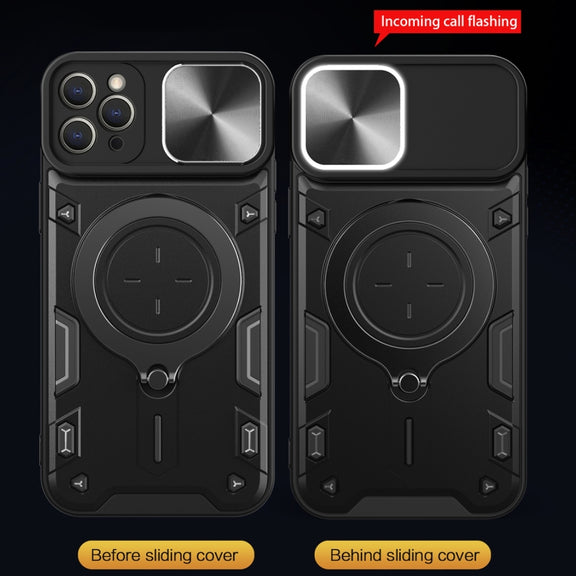 For iPhone 11 Pro CD Texture Sliding Camshield Magnetic Holder Phone Case(Silver)