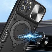 For iPhone 11 Pro Max CD Texture Sliding Camshield Magnetic Holder Phone Case(Silver)