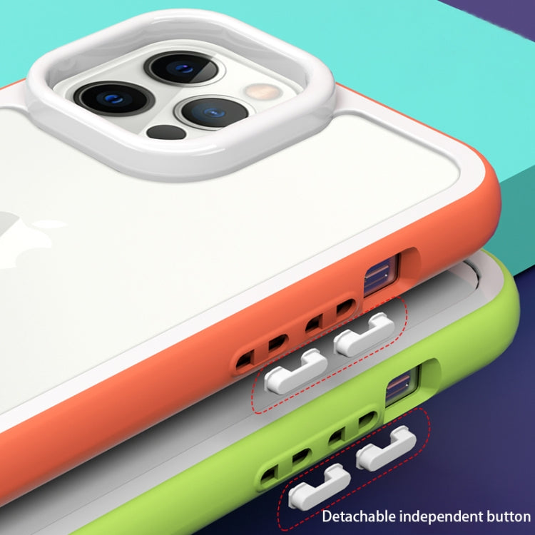 For iPhone 14 Color Frame 2 in 1 Hollow Cooling Phone Case(White)