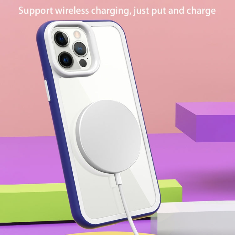 For iPhone 14 Color Frame 2 in 1 Hollow Cooling Phone Case(White)