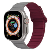 For Apple Watch 8 45mm  Loop Magnetic Silicone Watch Band(Grey Wine Red)