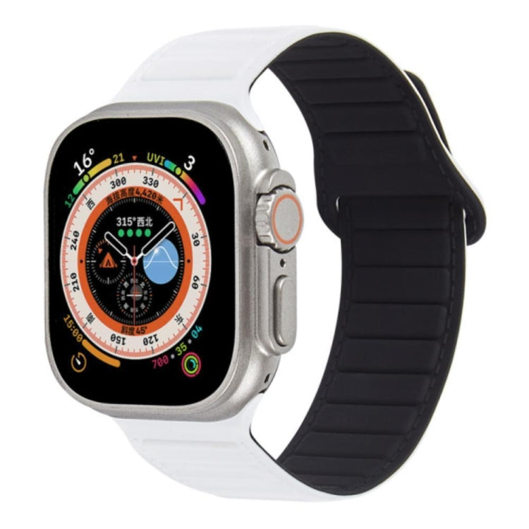 For Apple Watch SE 44mm Loop Magnetic Silicone Watch Band(White Black)