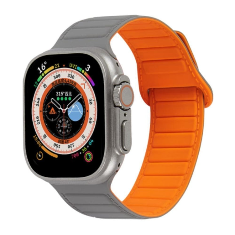 For Apple Watch SE 44mm Loop Magnetic Silicone Watch Band(Grey Orange) - Watch Bands by PMC TechLife | Online Shopping South Africa | PMC TechLife