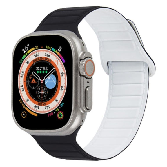 For Apple Watch 2 38mm Loop Magnetic Silicone Watch Band(Black White)