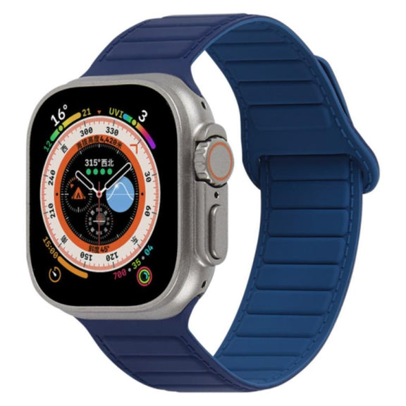 For Apple Watch 2 38mm Loop Magnetic Silicone Watch Band(Navy Blue)