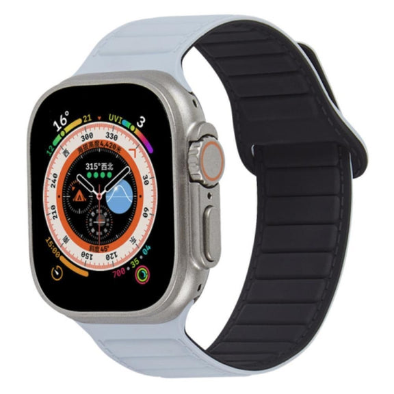 For Apple Watch 38mm Loop Magnetic Silicone Watch Band(Grey Black)