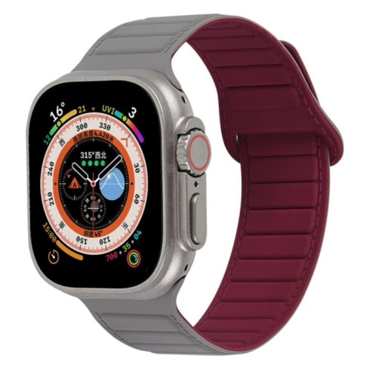 For Apple Watch 42mm Loop Magnetic Silicone Watch Band(Grey Wine Red) - Watch Bands by PMC TechLife | Online Shopping South Africa | PMC TechLife