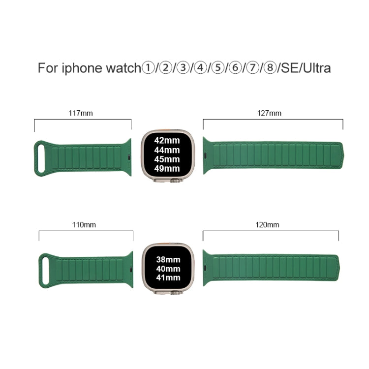 For Apple Watch 3 42mm Loop Magnetic Silicone Watch Band(Black Orange)