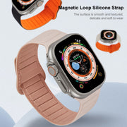 For Apple Watch 7 45mm Loop Magnetic Silicone Watch Band(Pink)