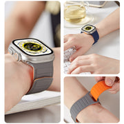 For Apple Watch 7 45mm Loop Magnetic Silicone Watch Band(Navy Blue)