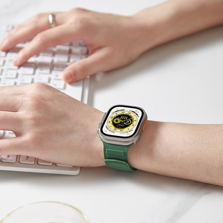 For Apple Watch 2 38mm Loop Magnetic Silicone Watch Band(Black Yellow)