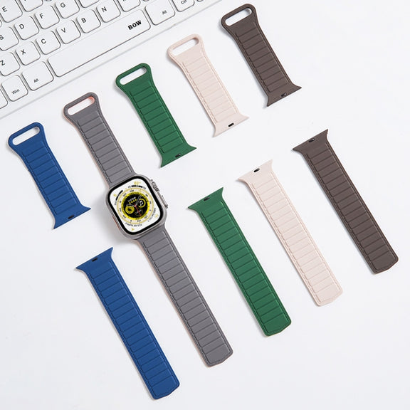 For Apple Watch 5 40mm Loop Magnetic Silicone Watch Band(Black Yellow)