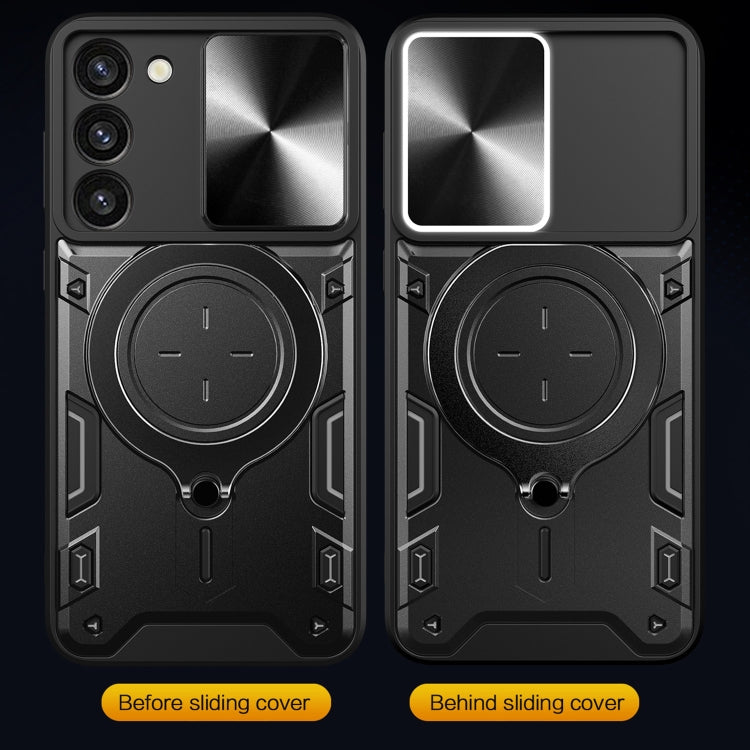 For Samsung Galaxy S23+ 5G CD Texture Sliding Camshield Magnetic Holder Phone Case(Purple) - free shipping - PMC TechLife - Order now!