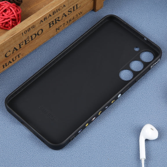For Samsung Galaxy S21 Ultra 5G Astronaut Pattern Silicone Straight Edge Phone Case(Planet Landing-Black)