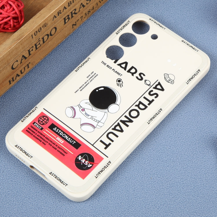 For Samsung Galaxy A91 Astronaut Pattern Silicone Straight Edge Phone Case(Mars Astronaut-White)