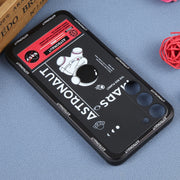 For Samsung Galaxy A73 5G Astronaut Pattern Silicone Straight Edge Phone Case(Mars Astronaut-Black)