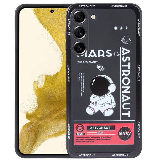 For Samsung Galaxy A73 5G Astronaut Pattern Silicone Straight Edge Phone Case(Mars Astronaut-Black)