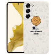 For Samsung Galaxy A50 Astronaut Pattern Silicone Straight Edge Phone Case(Lovely Astronaut-White)