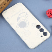 For Samsung Galaxy A03 164mm Astronaut Pattern Silicone Straight Edge Phone Case(Flying Astronaut-White)