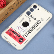 For Samsung Galaxy A02 Astronaut Pattern Silicone Straight Edge Phone Case(Mars Astronaut-White)