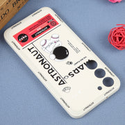 For Samsung Galaxy A02 Astronaut Pattern Silicone Straight Edge Phone Case(Mars Astronaut-White)