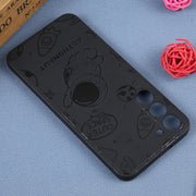 For Samsung Galaxy A21s Astronaut Pattern Silicone Straight Edge Phone Case(Flying Astronaut-Black)