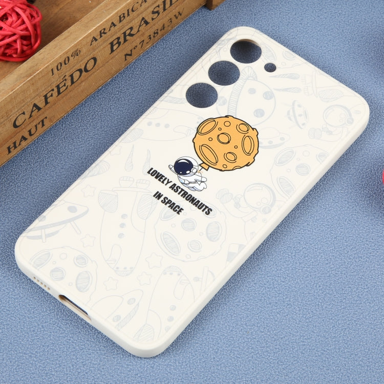 For Samsung Galaxy A21s Astronaut Pattern Silicone Straight Edge Phone Case(Lovely Astronaut-White)
