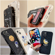 For Samsung Galaxy A73 5G Astronaut Pattern Silicone Straight Edge Phone Case(Lovely Astronaut-White)