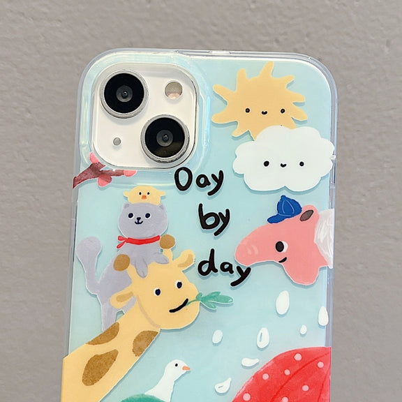 For iPhone 14 IMD Cute Animal Pattern Phone Case(Giraffe)