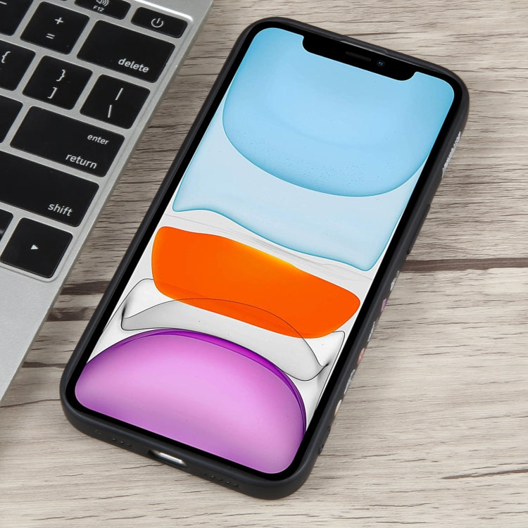 For iPhone 11 Milk Tea Astronaut Pattern Liquid Silicone Phone Case(Ivory Black)