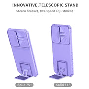 For Samsung Galaxy S22+ 5G Stereoscopic Holder Sliding Camshield Phone Case(Purple)