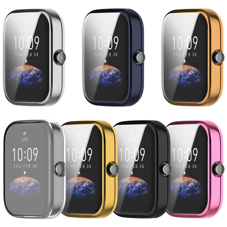 For Amazfit Bip 3 / Bip 3 Pro Universal Full Coverage TPU Electroplating Watch Protective Case(Gold)