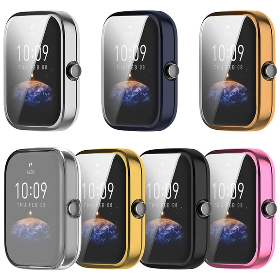 For Amazfit Bip 3 / Bip 3 Pro Universal Full Coverage TPU Electroplating Watch Protective Case(Transparent)