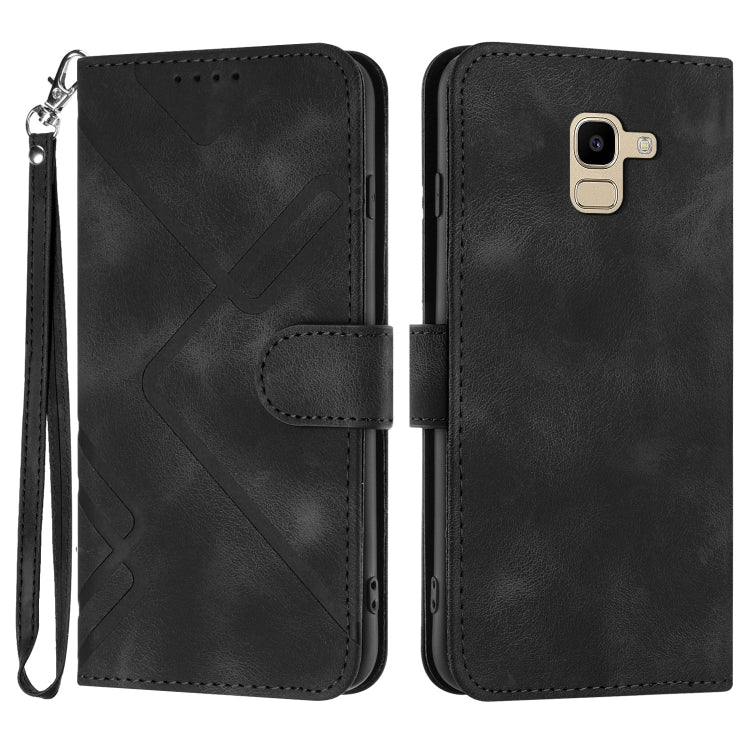 For Samsung Galaxy A8 2018 Line Pattern Skin Feel Leather Phone Case(Black) - free shipping - PMC TechLife - Order now!